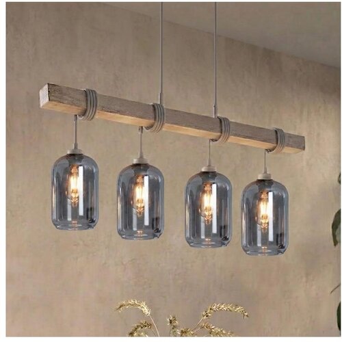 Brilagi Luster na sajli WOOD GLASS 4xE27/60W/230V borovina/siva/zadimljeno-siva Cene