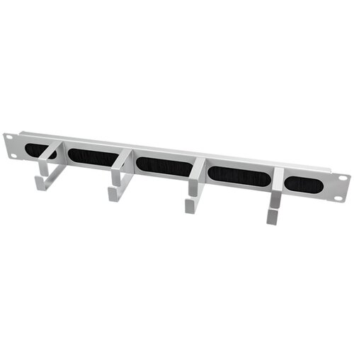Logilink 19 cable management bar with 4 metal brackets and brush strip, light grey, OR106G Slike