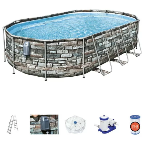 Bestway montažni bazen power steel sa filtar pumpom, masažom i ljestvama 610x366x122 cm