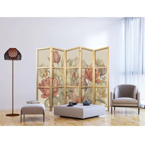  Japanski paravan - Bouquet with Tulips - Colorful Flowers on a Light Background - Illustration 225x172 Cene