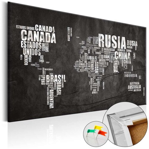  Slika na plutenoj podlozi - Mundo Negro [Cork Map] 60x40 Slike