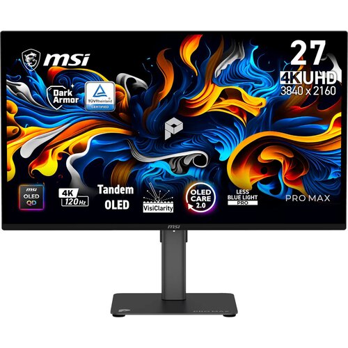 MSI Monitor PRO MAX 271UPX12G, 67,3 cm (26,5&amp;quot;), 3840x2160 (UHD), QD-OLED, 120Hz, 0.03 ms (GTG), 250 nits, nastavljiv po vi&amp;scaron;ini, (5000241673) Slike
