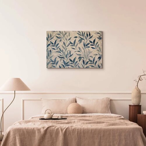  Slika - Leaves in Blue Color Delicate Botanical Motif 120x80 Standard Slike