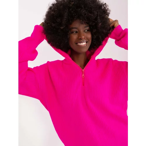 Fashion Hunters Fluo pink loose sweater with cuffs