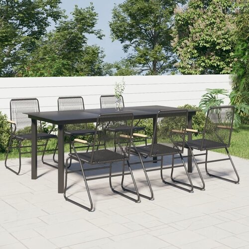  Vrtna garnitura - 7-dijelni vrtni blagovaonski set od PVC ratana crni - 7 Slike