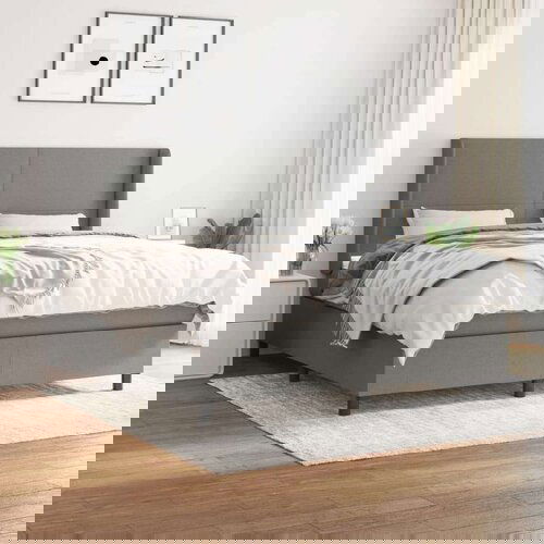  Kreveta s oprugama i madrac svjetlosivi 180x200cm tkanina Slike