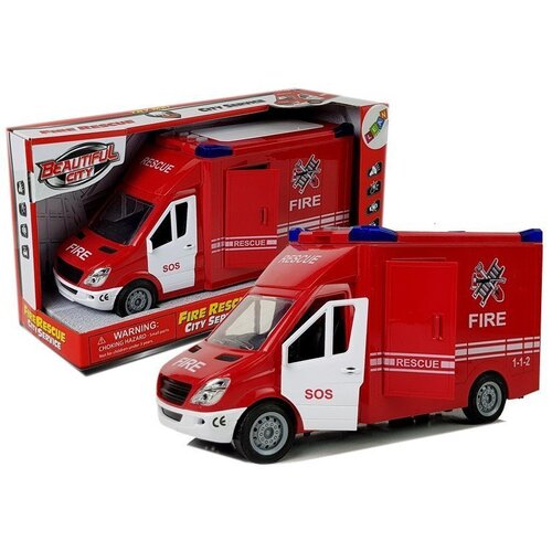 Vatrogasno kombi vozilo sa pogonom na trenje 27 cm - crveni Slike