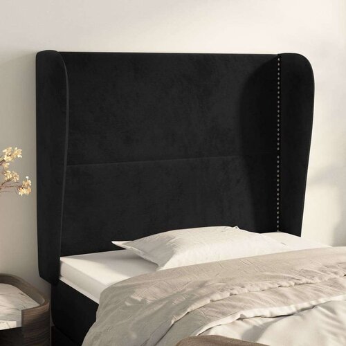  Uzglavlje s u&scaron;ima crno 103x23x118/128 cm bar&scaron;unasto Cijene