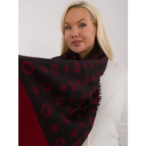 Fashion Hunters Black and burgundy large women's scarf with patterns