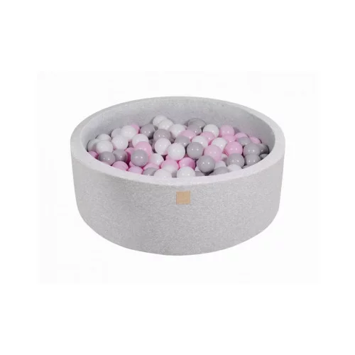 MeowBaby Suhi bazen z žogicami 90 x 30 cm, 200 žogic, svetlo siva: siva, bela, rožnata