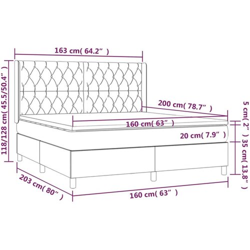  Krevet box spring s madracem LED smeđesivi 160x200 cm tkanina Slike