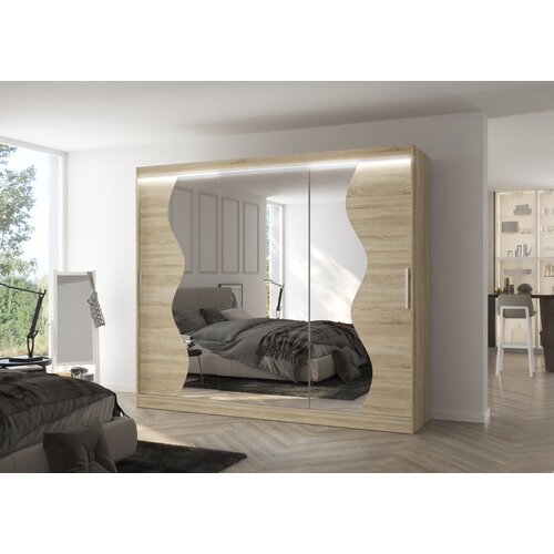 ADRK Klizni ormar s ogledalom SHARON 250 cm - SONOMA-SONOMA HRAST Cene