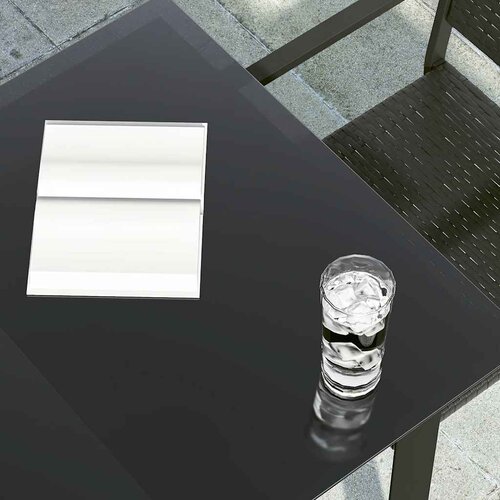  Vrtni blagovaonski stol crni 140x70x74 cm od čelika i stakla Slike