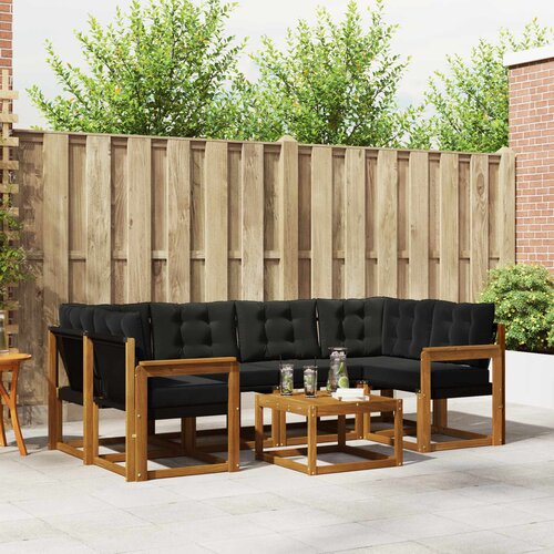  Set vanjskih sofa 7 kom. Prirodna i crna Cene