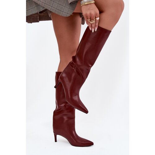 Boto Women&amp;#039;s Slip-On Insulated Boots on Heel Bordeaux Olive Slike
