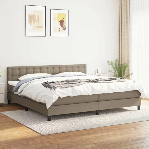  Box spring postelja z vzmetnico taupe 200x200 cm blago, (20897385)