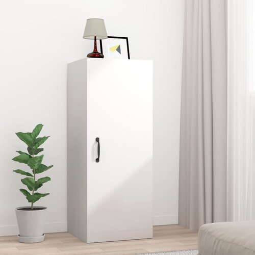 VidaXL Viseča stenska omarica visok sijaj bela 34,5x34x90 cm inž. les Slike