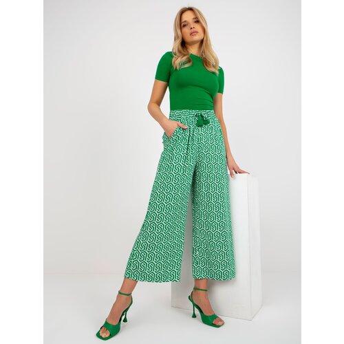 Fashion Hunters SUBLEVEL patterned green fabric palazzo pants Slike