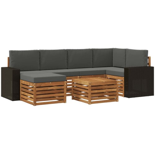 vidaXL Kotna sedežna garnitura z blazino 7 pcs Naravna in antracitna, (5000270508) Cene
