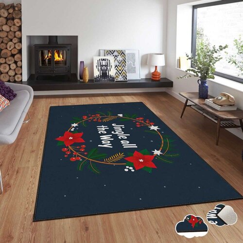  tepih sa novogodi&scaron;njim motivima Asr-Crpt-65, pravougaoni, 140 x 220 cm, Teget Cijene