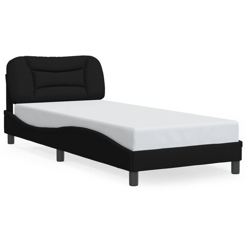Maison Chic Posteljni okvir - Enojna postelja - Postelja za odrasle z LED brez vzmetnice Črna 90x200cm Tkanina, (21695005) Cene