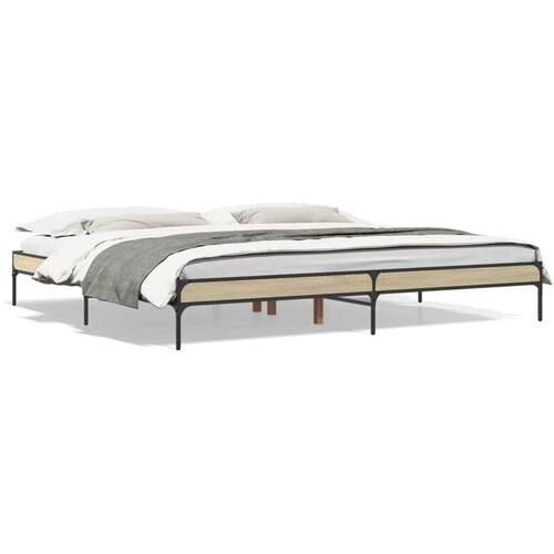  Okvir za krevet boja hrasta 200x200cm konstruirano drvo i metal Slike
