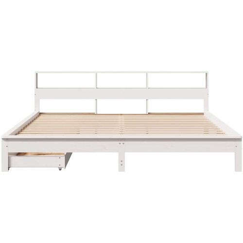 VidaXL Krevet s regalom z knjige bez madraca bijeli 180x200cm borovina Slike