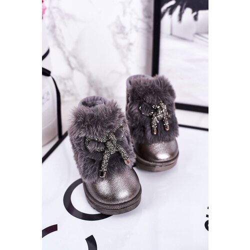 Kesi Children&amp;#039;s Snow Boots Insulated With Fur Dark Grey Aurora Slike