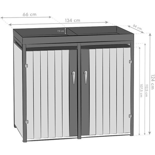  Westman - Spremi&amp;scaron;te za 2 kante za smeće s krovom za biljke Planta | 2x240L | 84x134x124 cm - BRANDED IN GERMANY Slike