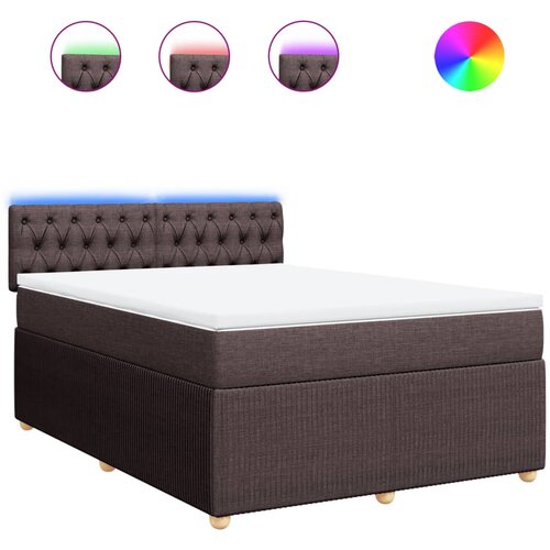 VidaXL Krevet s oprugama i madracem tamnosmeđi 140 x 190 cm od tkanine Slike