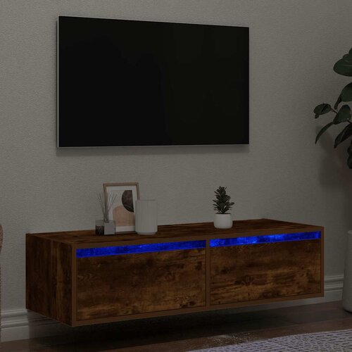 TV ormarić s LED svjetlima boja dimljenog hrasta 100X35,5x25 cm Cijene
