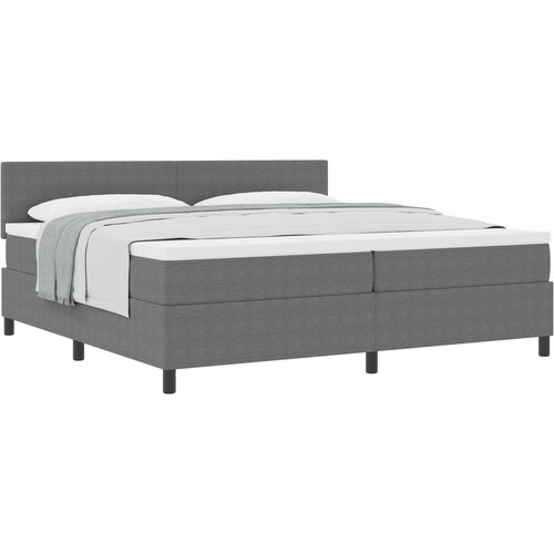 VidaXL Postelja s &amp;scaron;katlastim okvirjem z vzmetnico svetlo siva 200x200 cm žametna tkanina, (22082579) Slike