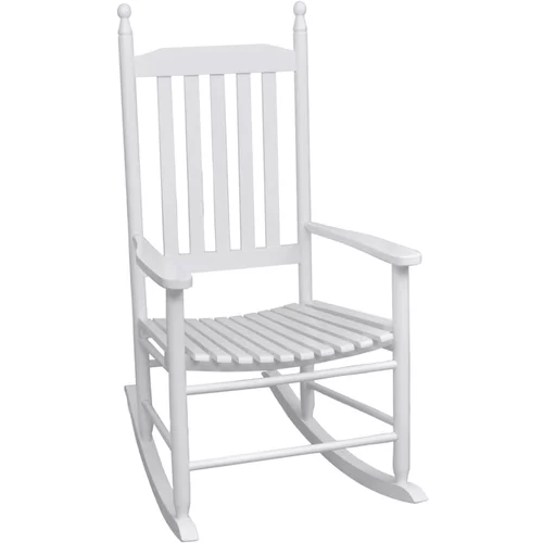  Stolica za ljuljanje sa zakrivljenim sjedalom bijela drvena