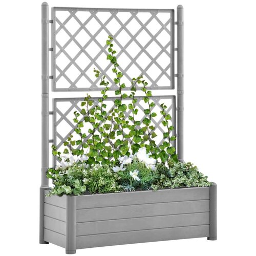 vidaXL Vrtna sadilica s rešetkom 100 x 43 x 142 cm PP siva boja kamena Cijene