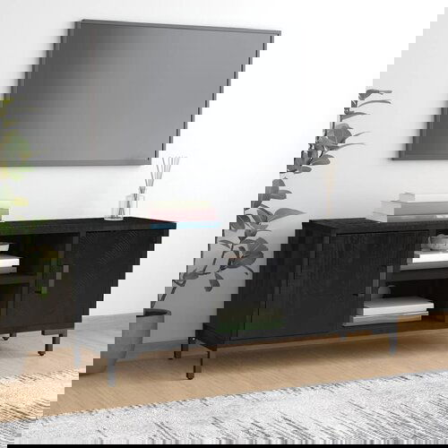The Living Store TV omarica črna 110x35x48 cm trdna borovina - TV Omarica, (21375573) Cene