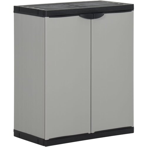 VidaXL Vrtni ormarić za otpad sivo-crni 68 x 40 x 85 cm PP Slike