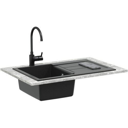  Umivaonik Crna 780 x 500 mm 80% kvarc i 20% smola Slike