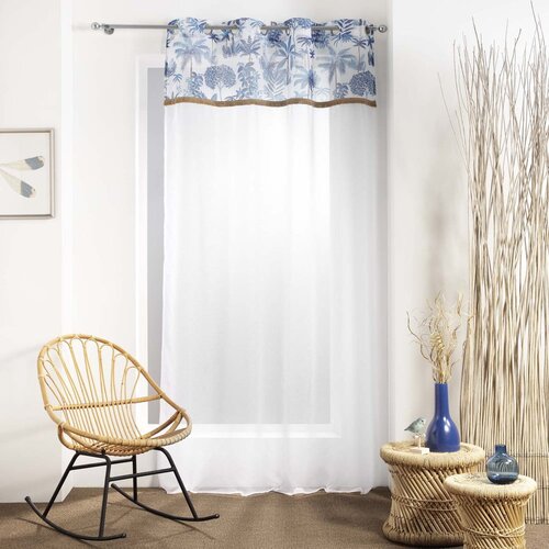 Douceur d intérieur Voile zavese PANNEAU A OEILLETS 140 x 240 CM VOILE SABLE+TOP IMPRIME+JUTE AMA Bela Cene