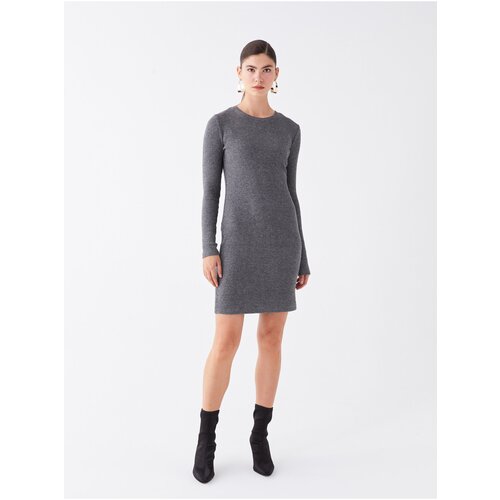 LC Waikiki Women's Knitwear Dress with a Crew Neck and Long Sleeves Straight Slike