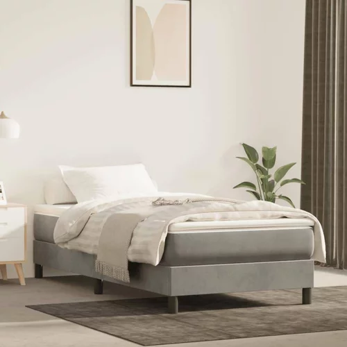 Box spring postelja z vzmetnico svetlo siva 100x200 cm žamet, (20724472)