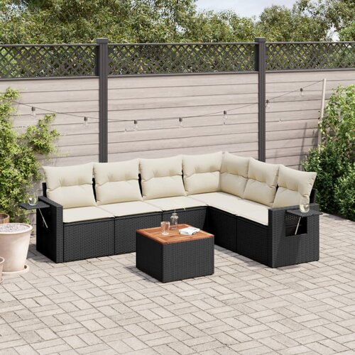  7-dijelni set vrtnih sofa od poliratana s jastucima crni Cijene