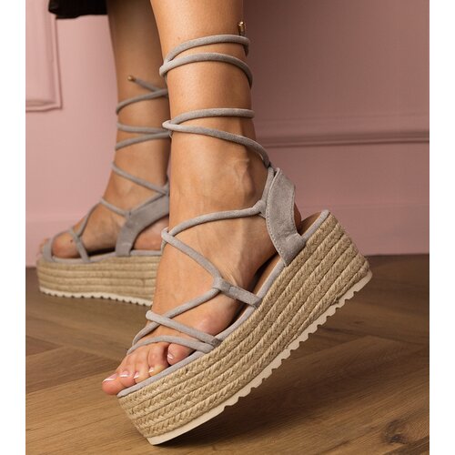 D/CEO marka niezdefiniowana Gray espadrille sandals on a high platform Merfy Cene