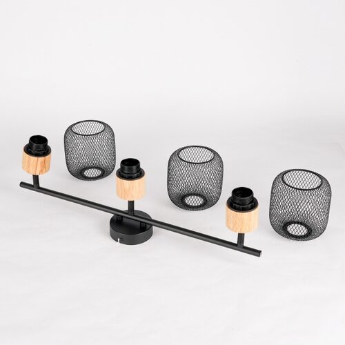  Brilagi - Spot svetiljka BASKLITE 3xE27/15W/230V drvo/crna Slike