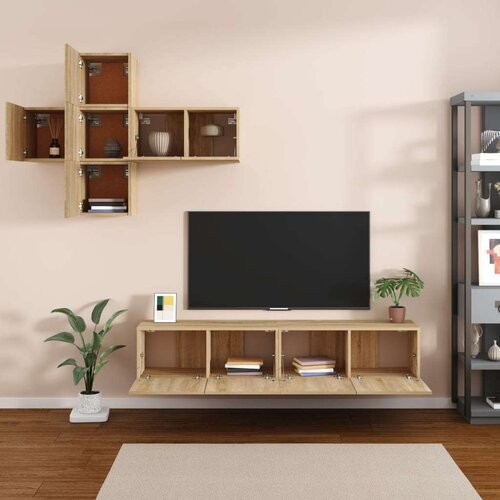  7-dijelni set TV ormarića boja hrasta sonome konstruirano drvo Slike