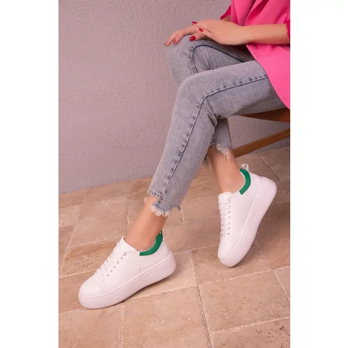 Soho White-Green Women's Sneakers 18004