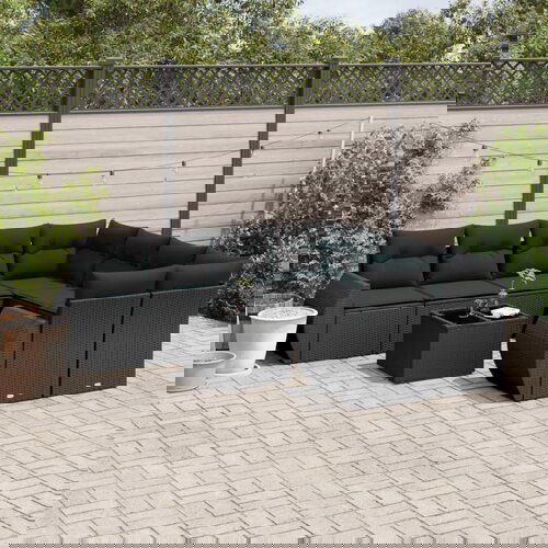 vidaXL 9-dijelni set vrtnih sofa s jastucima crni od poliratana Cijene