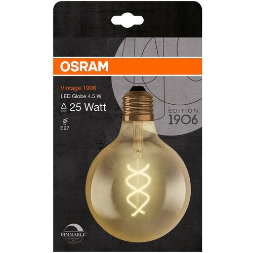 Osram 4058075270008 LED Energetska učinkovitost 2021 G (A - G) E27 okrugla 4 W = 28 W toplo bijela (&amp;Oslash; x D) 124 mm x 168 mm 1 St. Slike