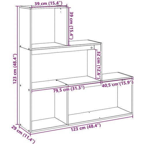 vidaXL Pregrada / regal za knjige 3 razina hrast 123x29x123 cm drveni Cene