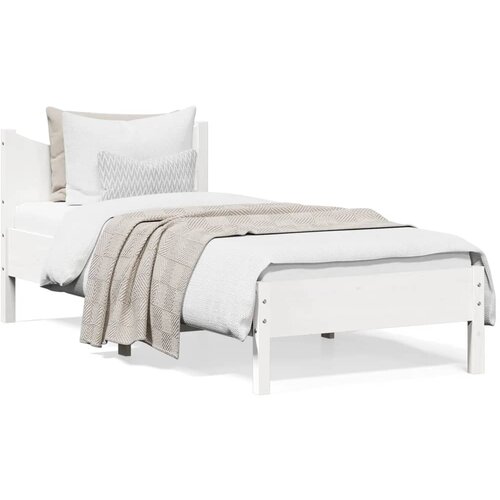 VidaXL Posteljni okvir bel 75x190 cm trdna borovina Slike
