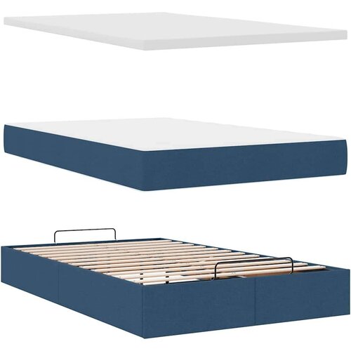 VidaXL Otomanski okvir kreveta s madraca plavi 120x200cm od tkanine Slike